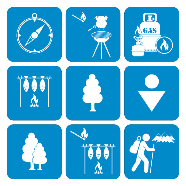 一套露营设备图标图片下载