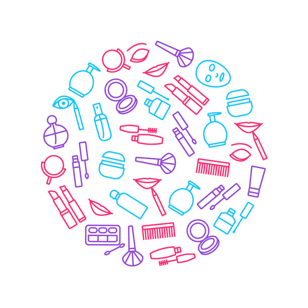 美丽的女妆标志细线圆图片下载