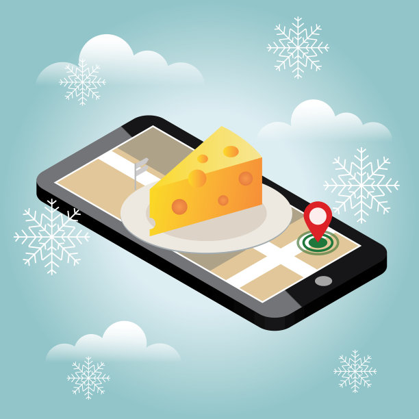 等距城市食品在冬天送奶酪图片下载