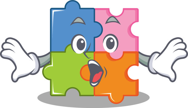惊喜拼图吉祥物卡通风格图片下载