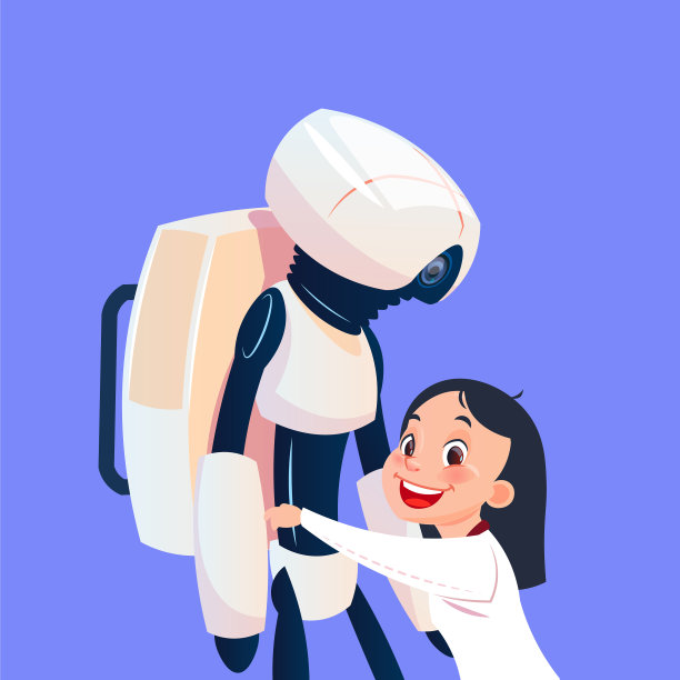 小女孩玩现代未来机器人图片下载