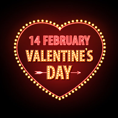 霓虹招牌，情人节快乐图片下载