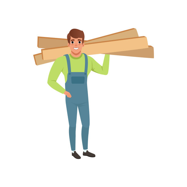 手持木板的男专业木匠图片下载