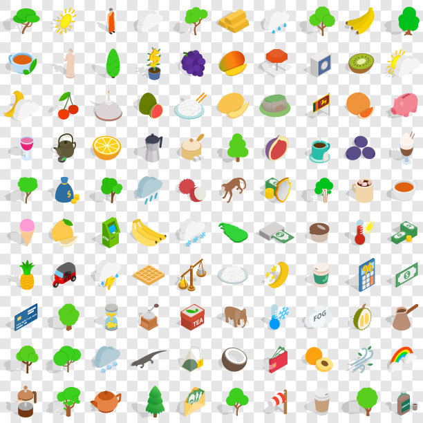 100斯里兰卡图标设置等距3d风格图片下载