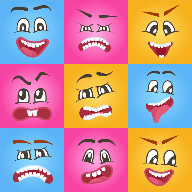 表情符号或有趣的笑脸图标图片下载