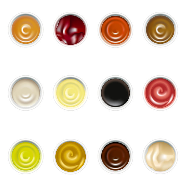 真实详细的酱料在盘设置顶视图图片下载