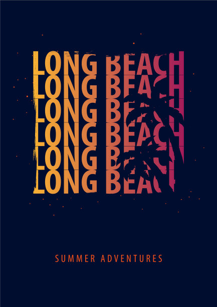 长滩夏季图形与手掌t恤图片下载