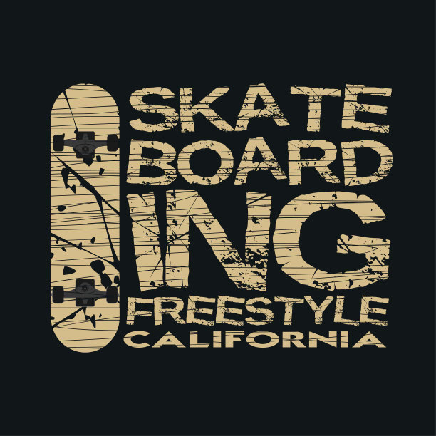 滑板运动t恤排版图片下载