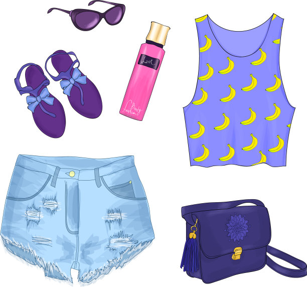 一套带有配饰的夏装系列图片下载