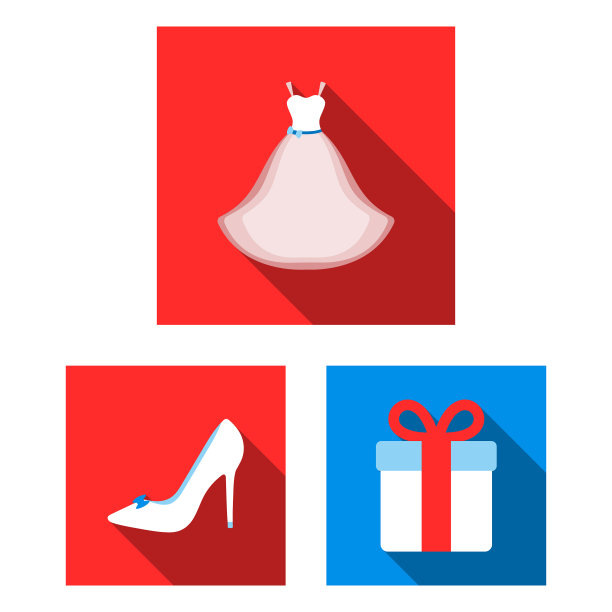 婚礼和属性平面图标设置图片下载