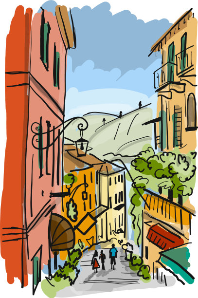为你设计的旧欧洲街道草图图片下载