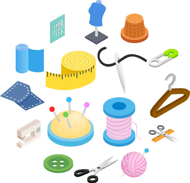 缝纫等距3d图标图片下载