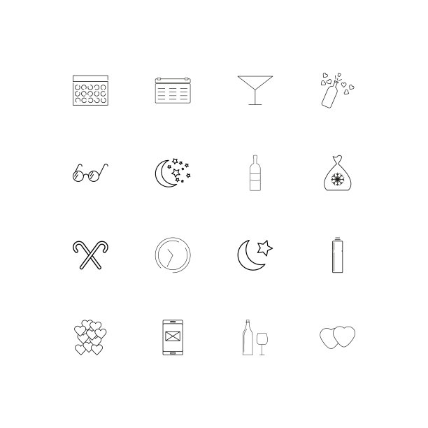 假日线形瘦削的图标集轮廓简单图片下载