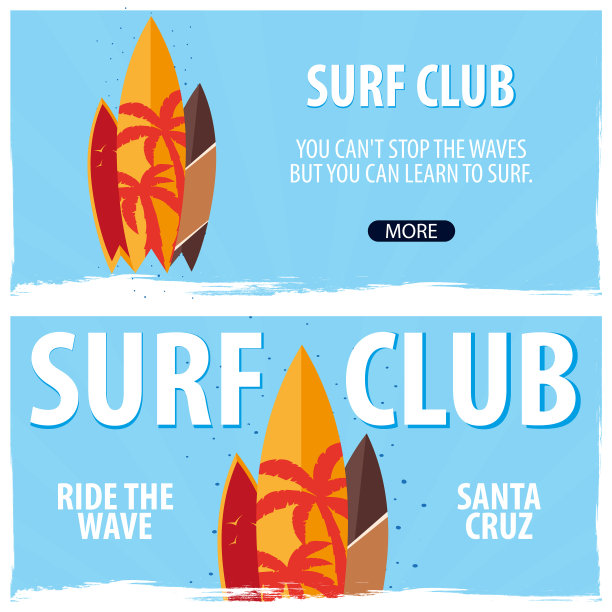 带冲浪板的冲浪俱乐部的冲浪横幅图片下载