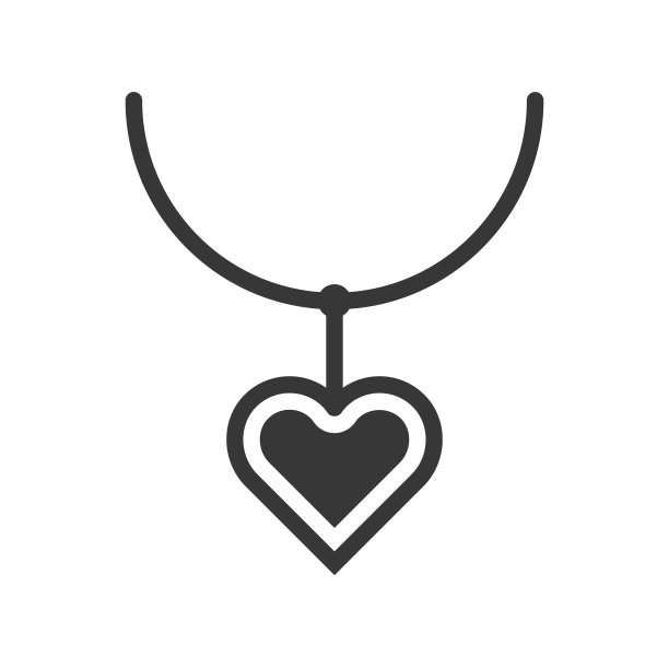 婚礼饰品心形吊坠图标字形风格图片下载