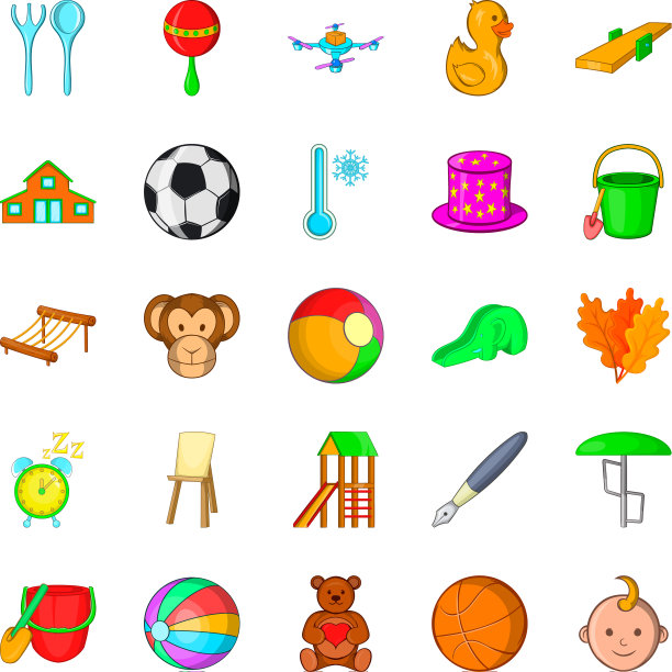 玩具图标设置卡通风格图片下载