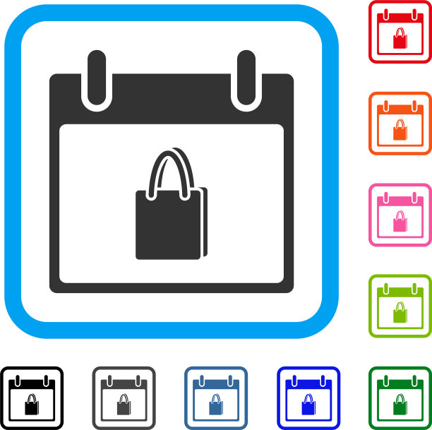 购物袋日历日框图标图片下载