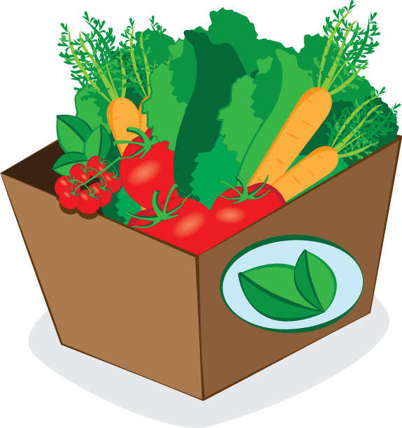 装满健康新鲜食品的纸箱包装图片下载