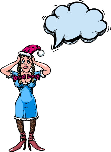 戴圣诞老人帽的压力女人-100图片下载