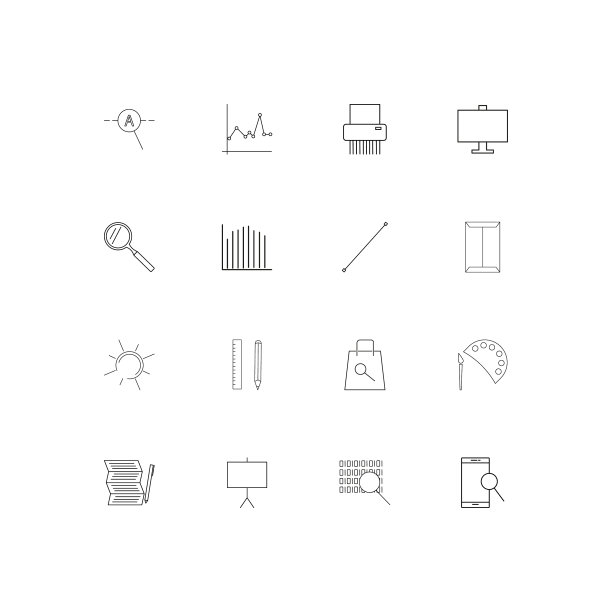 创意过程和设计线性薄图标集图片下载