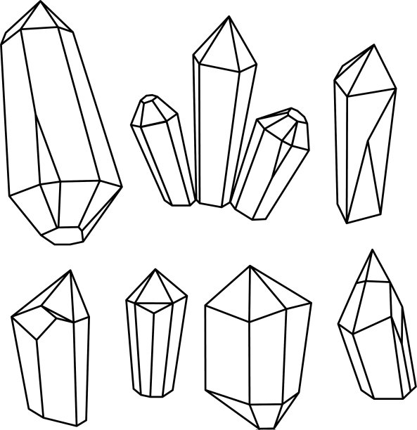 一组几何晶体，几何形状图片下载