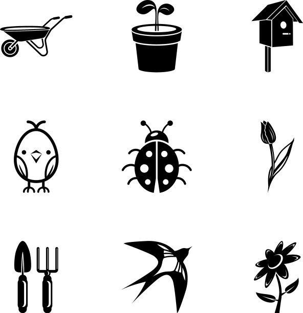 植物食物图标设置简单的风格图片下载