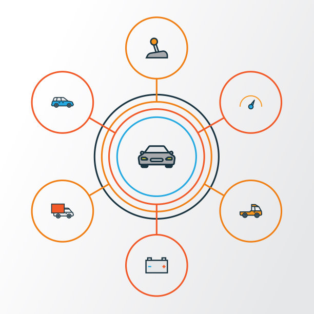 汽车彩色轮廓图标集合图片下载