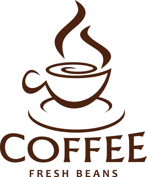 咖啡杯和蒸汽图标的咖啡豆图片下载