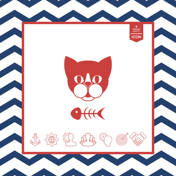 猫与鱼的骨架图标标志符号图片下载