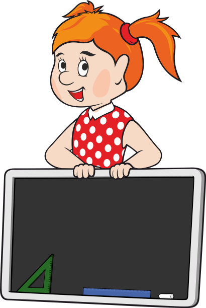 女学生在黑板上图片下载