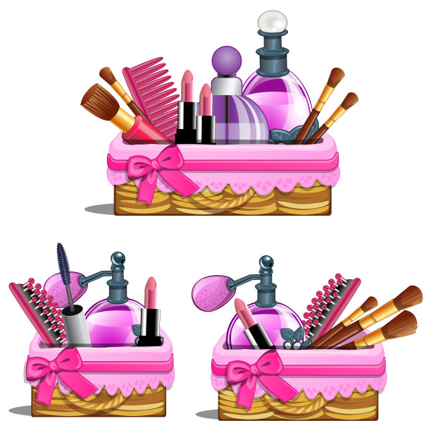 粉色篮子-化妆刷，口红，香水图片下载