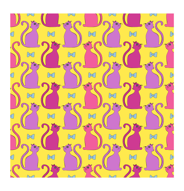 可爱的无缝图案与猫和蝴蝶结图片下载