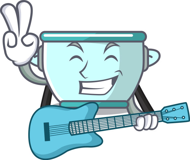 配吉它钢壶卡通吉祥物图片下载