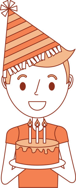 肖像小男孩拿着生日蛋糕戴图片下载