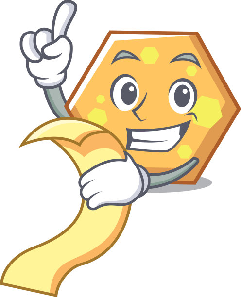 带有菜单六边形卡通风格的吉祥物图片下载