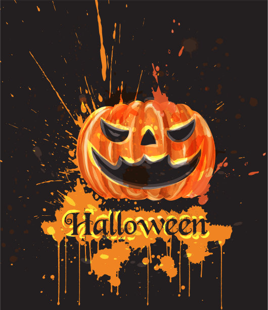 万圣节水彩南瓜暗鬼图片下载