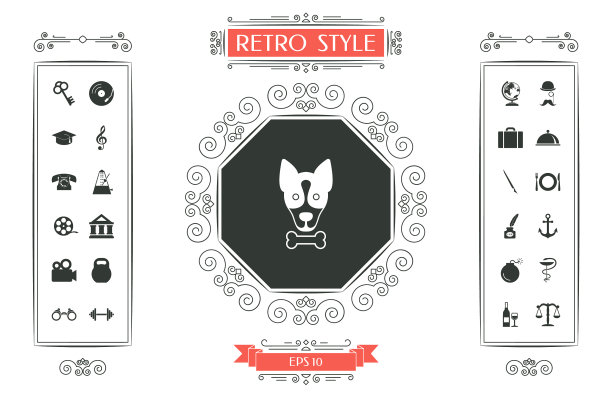 狗与骨标志标志保护标志图标图片下载