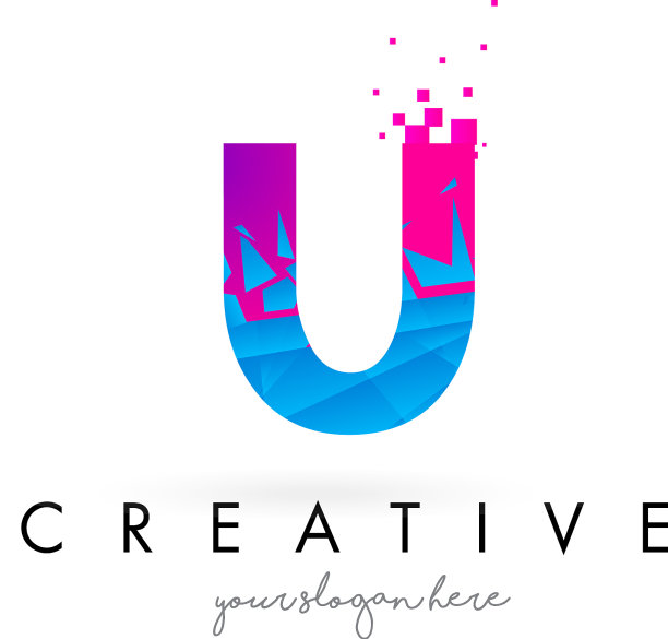 U字标志用碎蓝碎粉图片下载