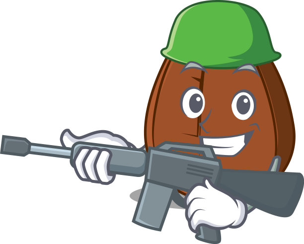 军队咖啡豆人物卡通图片下载