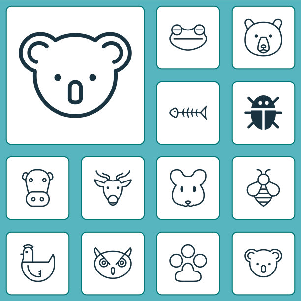 自然图标集蟾蜍奶牛图片下载