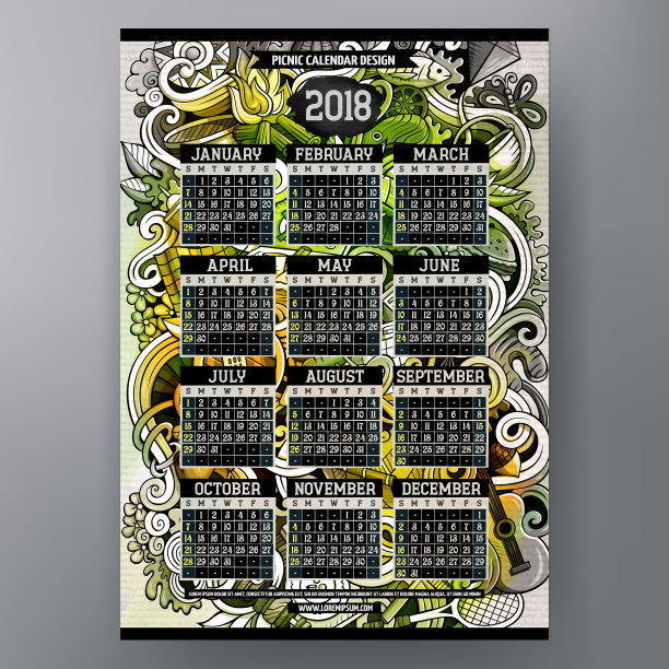 卡通彩色手绘涂鸦野餐2018图片下载