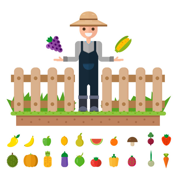 孤立的蔬菜让快乐的园丁成长图片下载