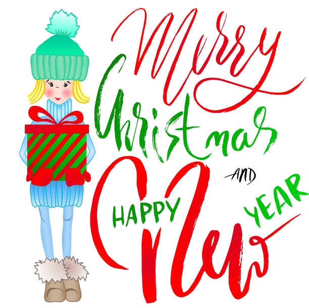 女孩拿着手写的礼品盒图片下载