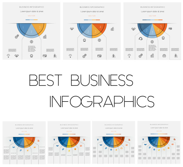 信息图用彩色半圆模板图片下载