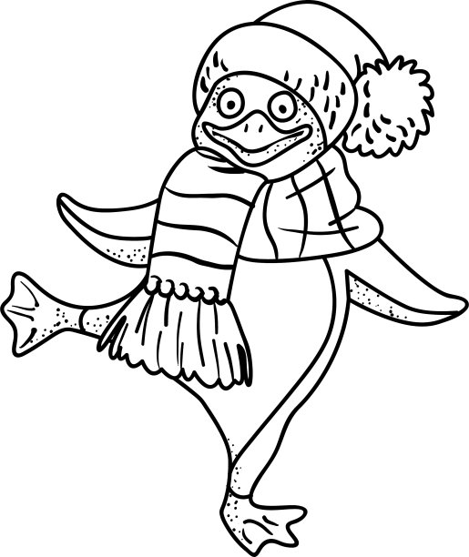 卡通形象的企鹅戴着帽子图片下载