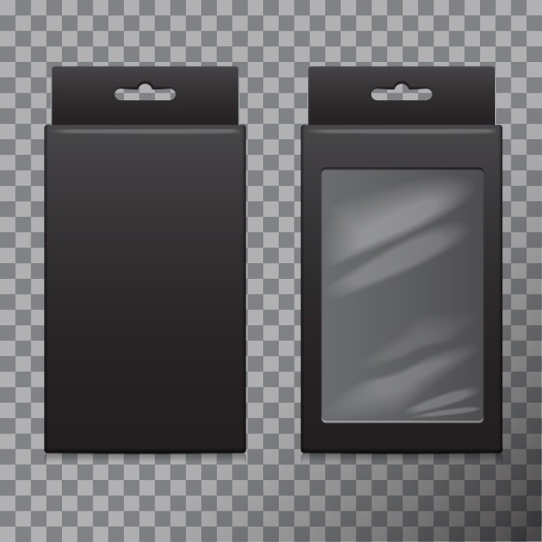 逼真的黑色纸板箱套装图片下载