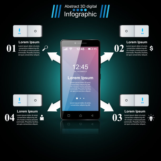 3d信息图表智能手机图标图片下载