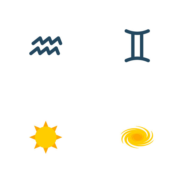 一套银河图标平风格符号与太阳图片下载
