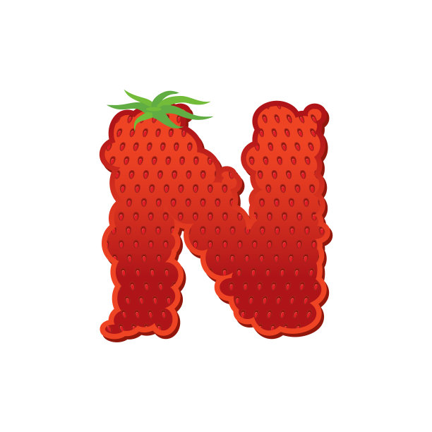 字母草莓字体红莓字母图片下载