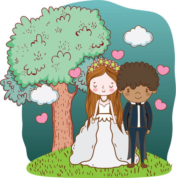 新婚夫妇可爱卡通图片下载